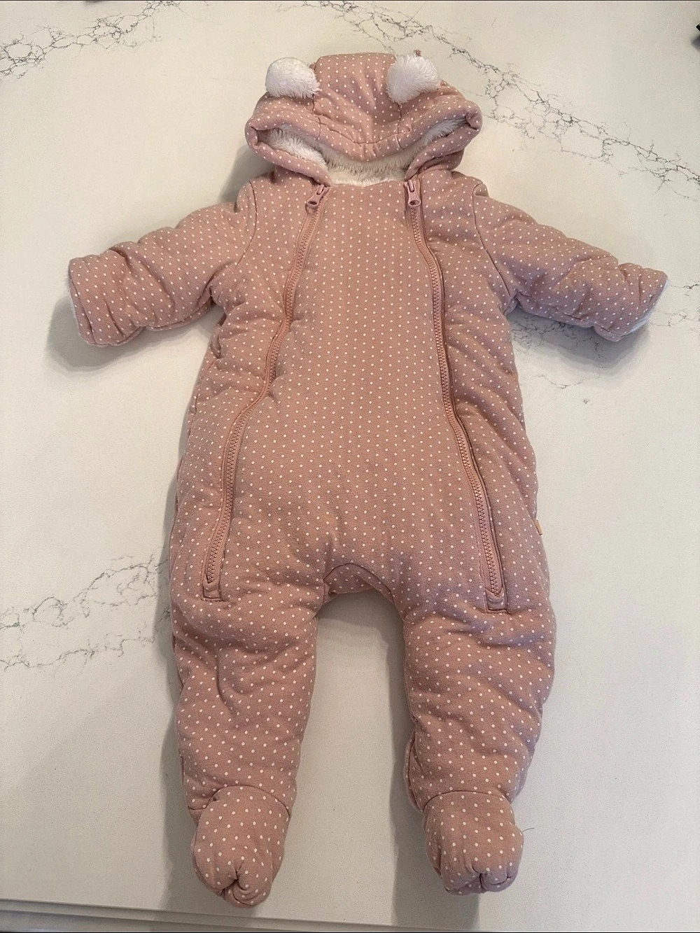 Gap Baby Pink Polka Dot Footie Like New